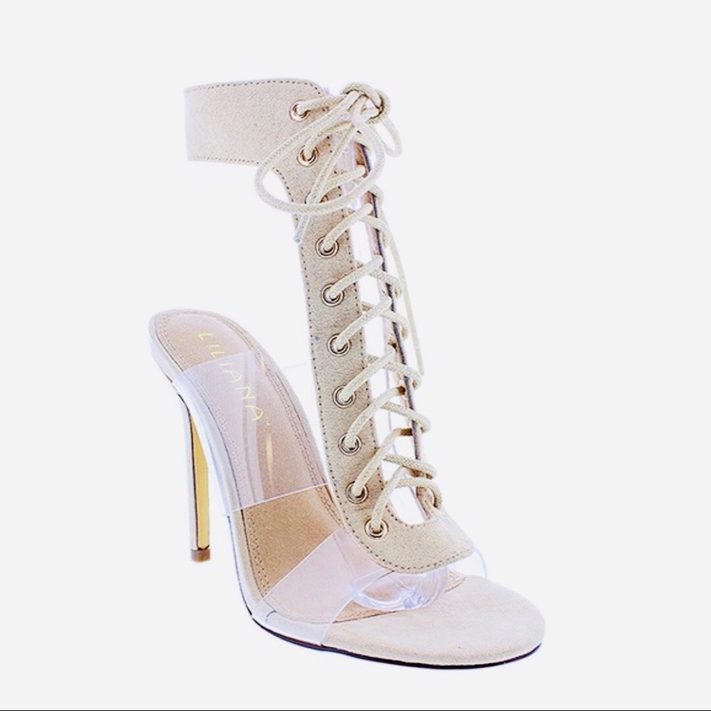 Lace up Peep Toe Heel